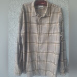 Prana Men's Plaid Button-Down Shirt - Beige and Cream